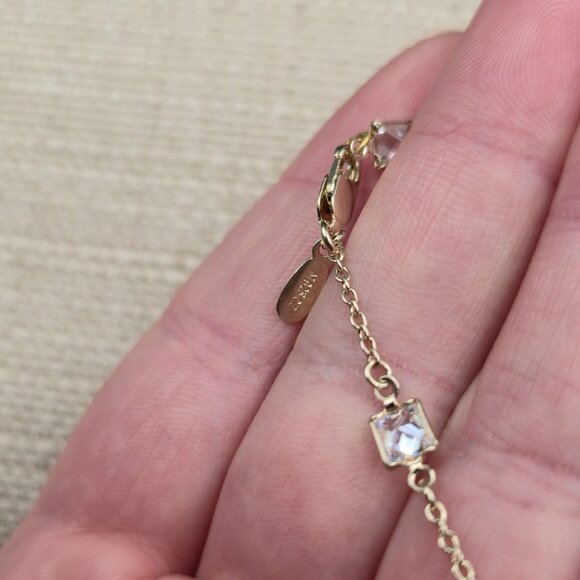 23 Inch Sterling Silver Many Square Cubic Zirconia Gems Necklace A6326 - Picture 3 of 5